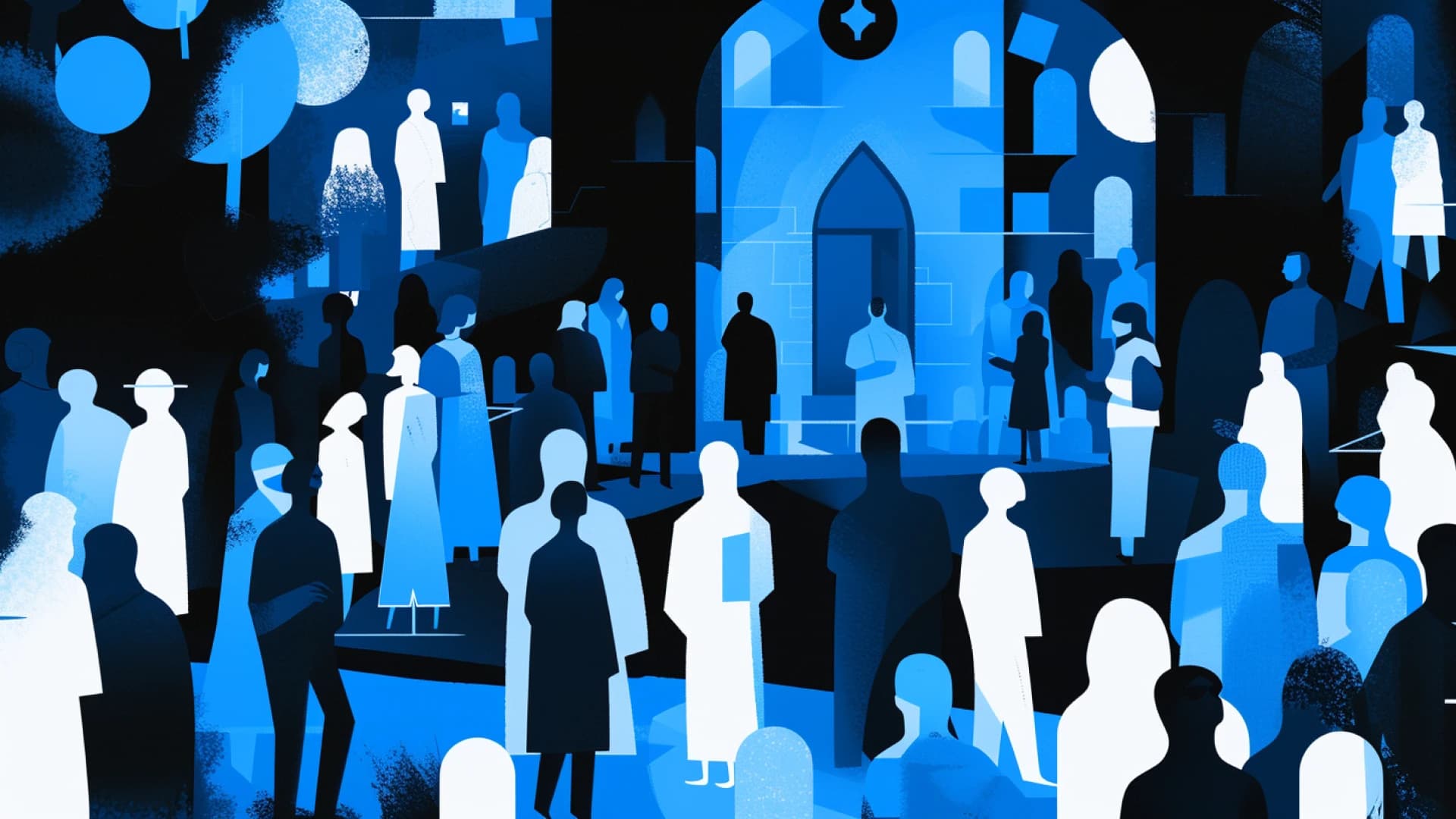 Visitors at a church graphic