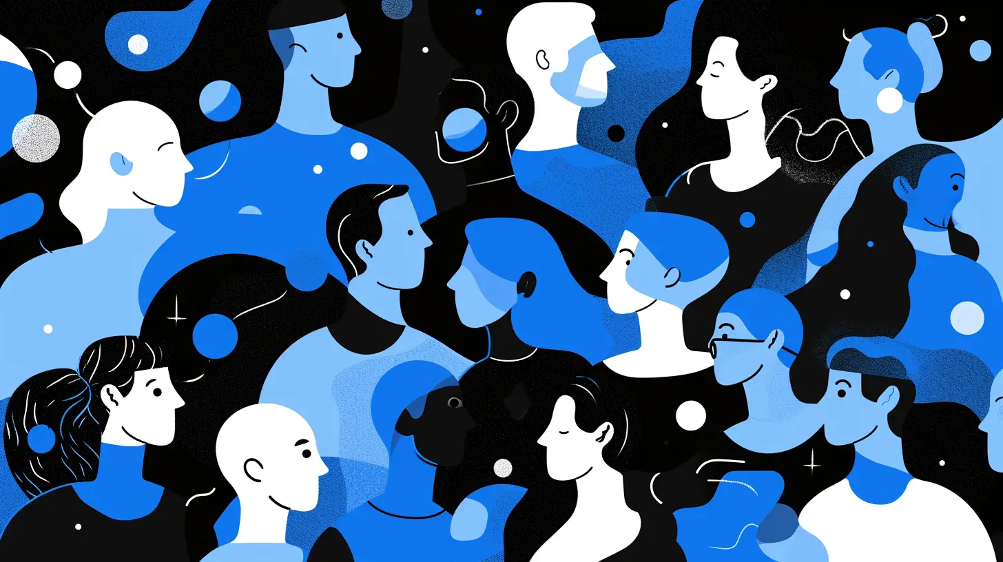 Church visitors blue graphic